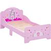 HOMCOM Letto per bambini 140x70 cm - Letto per bambini Design Castello Principessa - Rete a doghe inclusa - MDF compensato rosa