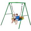 VEVOR Altalena da Giardino Telaio in Metallo a Forma di A per Bambini da Giardino Carico max 199,6 kg, Altalena a Disco Seduta Rotonda Diametro 101,6 cm da Esterno Cortile Parco, Verde e Colorata