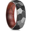 King Will NATURE 8 mm Anello in titanio nero/argento con inserto in legno, anello nuziale da uomo, X 1/2(67.19mm), Titanio, Non pietra preziosa