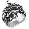 HZMAN Anello Medusa per uomo donna in acciaio inox gotico punk gorgone anello retrò mitologia greca Medusa serpente anelli gioielli regalo, 7 UK, Metallo, Non pietra preziosa