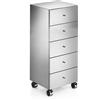 Lineabeta Base 5 cassetti con ruote Runner in acciaio lucido