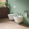 Parama Coppia sanitari in ceramica sospesi vaso rimless, bidet e copri-wc bianco opaco | Kyoto