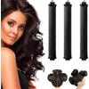 XYTAHDM 3 Pezzi Bigodino Lungo per Boccoli,Bigodini Morbidi per Dormire,Heatless Hair Curler,Ferro Arricciacapelli Senza Calore,Ricci senza Calore Durante Notte,Bigodini Heatless per Tutti Tipi Capelli(Nero)