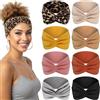 Kavya 8 Pezzi Fascia per Capelli Donna, Elastico Morbido Largo Boho, Bandana Multicolore per Yoga e Sport (Stampa leopardata gialla)