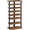 HOOBRO Scarpiera in Legno, Scaffale Portascarpe, Organizer per 16 Coppie, Scaffale Scarpiera con 2 Ganci, per corridoio, Soggiorno, Industriale, Marrone Rustico EBF750XJ01