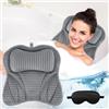 UCAMP Cuscino da Bagno, Vasca con Tecnologia 4D-Air-Mesh e 6 Ventose, Poggiatesta per Testa, Collo, Schiena e Spalle, con Maschera per Occhi Nera Inclusa