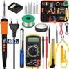 BILIPLE Saldatore Kit, 90W Saldatura a Stagno Professionale con 5 Punte, Temperatura Regolabile 180-480°C, 20 in 1 Set di Saldatori con Pompa Dissaldante, Pinzetta, Multimetro Digitale, Supporto