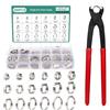 Faankiton 280PZ Fascette Stringitubo a Orecchio Singolo, Fascette di Serraggio Singole, Fascetta a Vite Stringitubo Regolabili, 5.3-37.6mm 18 Misure Fascette Stringitubo in Acciaio Inox 304 con Pinza