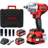 TEENO Chiave a impatto Brushless 1/2 600Nm 20V 2x4000mAh Batterie, Avvitatore a urto 4 boccole (17/19/21/22mm), per automobile e uso domestico