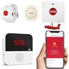 VOCA Cercapersone SOS wireless VOCA Smart WiFi, pulsante di chiamata e orologio, pulsante antipanico, allarme di emergenza per anziani e disabili, WiFi 2.4G, include ricevitore, pulsante di chiamata, orolo