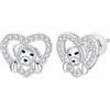 Arrebol Orecchini Cucciolo Donna Argento Sterling 925 Cuore Orecchini Anallergici con Zirconia, Gioielli Originali per Donna Sorella Figlia Fidanzata