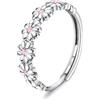 Milacolato 925 Anello Margherita Rosa Zircone Cubico Aperto Regolabile Sottile Statement da Dito d'Argento Anelli per Pollice Donna Ragazze