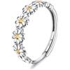 Milacolato 925 Anello Margherita Giallo Zircone Cubico Aperto Regolabile Sottile Statement da Dito d'Argento Anelli per Pollice Donna Ragazze