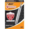 Bic Inc 60 penne a sfera Bic Round Stic, corpo antimicrobico permanente, scrittura del 90% più lunga e impugnatura morbida e confortevole, pennino in tungsteno, medio 1,0 mm, inchiostro nero