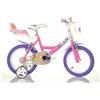 WINX Bicicletta Winx 14'' con Portabambola, Freno e Cestino Anteriore - adatta per bambini dai 5-7 anni