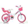Bici Bambina Unicorn 14" - Colori Arcobaleno, Telaio in Acciaio, Freni Anteriori e Posteriori, Cestino, Portabambola per Bambine dai 5 ai 7 Anni