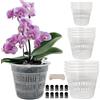 Tialero Vaso per orchidee, confezione da 12 vasi per orchidee con fori, 4 per ciascuno da 11,4 cm, 14 cm, 16 cm, vasi trasparenti per orchidee per rinvaso, fioriera traspirante per orchidee scanalate