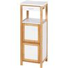 Wenko Scaffale Finja con 2 scomparti - Scaffale per il bagno, scaffale per la casa, Bambù, 34 x 89 x 30 cm, Marrone