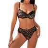 Awake Lingerie Striking Completo Lingerie Leopardato Sexy Reggiseno con Ferretto e Perizoma Tanga Biancheria Intima in Pizzo, Intimo Donna Chic (Leopard, XL)