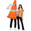 EraSpooky Costume da cono stradale unisex per adulti tuta arancione da costruzione gilet di sicurezza riflettente set da 2 pezzi taglia unica
