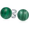 Bling Jewelry Orecchini A Perno A Sfera Rotonda In Malachite Verde Pietra Preziosa Semplice Per Donne Argento Sterling .925 8 MM