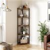 Ruichang Libreria Scaffale Angolare a 5 Livelli, Scaffalatura da Terra Mobile Angoliera Scaffale Espositivo Aperto in Legno Bambù per Soggiorno, Cucina, Casa, Ufficio, Corridoio,Nero