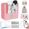 eSynic Mini Stampante Termica Bluetooth Ricaricabile, Supporta Android iOS, Stampante Fotografica Portatile con 10 Rotoli di Carta Termica, Stampa Foto dal Cellulare, Immagini Bianco e Nero - Rosa