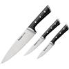 Tefal Ice Force - Set de 3 cuchillos, pelador 9 cm, chef 20 cm, chef 20 cm, universal 11 cm, cuchillo 9 cm, acero inoxidable, mango ergonómico, plastico ABS, apto lavavajillas, negro
