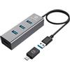 Graugear Hub usb Graugear USB-A 4porte Argento [G-HUB4-AC]