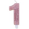 Big Party Candelina Numero 1 Cera Sweety Rose Gold Glitter