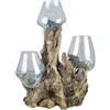 Ad Trend Radice Legno Naturale con 3 Vasi H 35 x 30 x 20 Cm Celeste