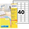 Avery L7654-100 White Mini Label - Laser 100 fogli/4000 etichette, colore bianco