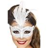 SMIFFYS Maschera veneziana con strass, argento, con piume Halloween