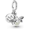 PANDORA Passions Ciondolo a forma di lucciola che si illumina al buio in argento Sterling con vetro fotoluminescente verde latte