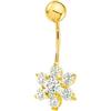Monde Petit - Piercing Ombelico Oro Giallo 18K Fiori di Circonio Brillanti - Scatola Regalo - Certificato di garanzia