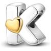 Parmuz charms lettere per bracciali collana fai da te 925 ciondoli in argento sterling A-Z Golden Heart Alfabet perle iniziali regalo di gioielli per donne