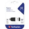 Verbatim Chiavetta Nano USB 2.0, 32 GB con adattatore MicroUSB - 49822