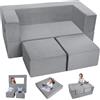 MeMoreCool Divano Letto Trasformabile Grigio Pieghevole per Bambini - Poltrona e Mini Divano Modulare per Sala Giochi e Camera da Letto