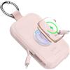 RORRY Power Bank, batteria esterna da 5000 mAh con cavo integrato, per iPhone 17/16/15/14/13/12, Apple Watch Ultra/11/10/9/8/7/6/SE, rosa