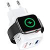 DCHK Haribo Caricatore per Apple Watch, 20W 3-in-1 USB C Alimentatore Rapido GaN PD3.0 per Apple Watch Series 10/9/8/7/SE/Ultra e iPhone 17/16/15 Pro Max, Presa Compatta da Viaggio, Regalo, Blu