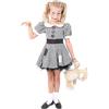 I LOVE FANCY DRESS LTD Costume da bambola raccapricciante per ragazze - Abito a quadri bianco e nero con orlo sfilacciato e toppe - Costume spaventoso per Halloween rotto Ragdoll China Doll (XL)
