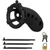 AMAZBEE Giocattolo del sesso della gabbia del pene del silicone con 3 anelli di dimensioni diverse ventilato piccolo set di gabbia di castità gabbia del cazzo SM Fetish Bondage per gli uomini (Black)