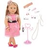 OG DOLLS Our Generation - Audra - Bambola da 46 cm con orecchie forate - Capelli castani e occhi azzurri - Accessori per gioielli - Gioco di finzione - Giocattolo per bambini dai 3 anni in su