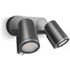 Steinel Faretto a LED Spot DUO S, con sensore di movimento a 90°, con lampadina LED GU10 collegabile tramite cavo, in alluminio, 14,95 W, colore: antracite