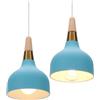PETITES ECREVISSES Lampadario a Sospensione Moderno Lampadario da Soffitto Industriale Retro Lampade a sospensione Metallo e Legno Lampadario E27 per Cucina Sala da Pranzo Cucina Caffè (Azzurro-2 pezzi)