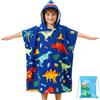 Domueay Poncho da Bagno con Cappuccio Asciugamano Telo Mare Bambini con Squalo Blu in Microfibra Assorbente per Spiaggia Surf Doccia Piscina, Asciugamano da Bagno Ragazzi 6-15 Anni, 75x180cm