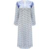 i-Smalls Camicia da notte da donna in 100% cotone floreale a maniche lunghe leggero accogliente abito da salotto, Blu, 3XL