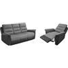 Loungitude Divani, Grigio/Nero, Ensemble canapés Relax 3 Places et Un Fauteuil