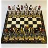 Senza marchio Set scacchi fatti a mano x grande scacchiera crociata medievale 16,5" e...