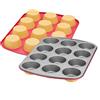 WMF KAISER Colors 2300670836 - Teglia da forno per 12 muffin, 38 x 27 cm, antiaderente, dimensioni standard, formine per cupcake, happy bicolor, arancione/rosa, acciaio resistente al calore fino a 230 °C